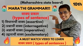 वाक्य प्रकार  TYPES OF SENTENCES   मराठी GRAMMAR SERIES  CLASS 10  MAHARASHTRA BOARD [upl. by Atinyl]