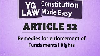 Article 32  Writ Jurisdiction  Constitution of India [upl. by Phebe206]