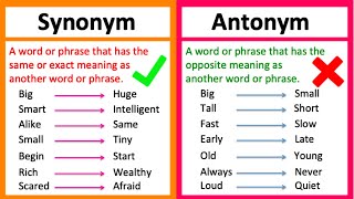 SYNONYM vs ANTONYM 🤔  Whats the difference  Learn with examples [upl. by Niklaus60]