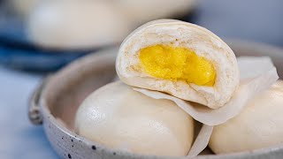 DIM SUM  Steamed Custard Buns Recipe [upl. by Finer]