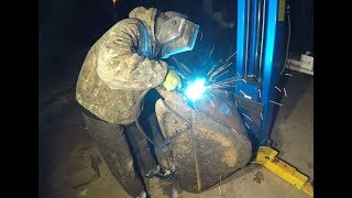 Welding an excavator bucket [upl. by Noicnecsa]