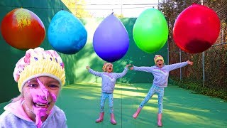 Slime con globos gigantes de colores Mystery balloon Las Ratitas [upl. by Philps]