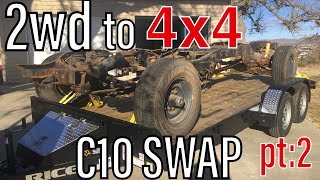 C10 Swap 2wd to 4x4 Conversion pt2 picking up donor chassis [upl. by Elocel]