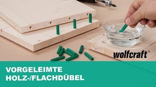 Vorgeleimte HolzFlachdübel Einfache Anwendung  wolfcraft [upl. by Kelwunn]