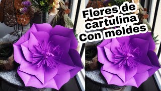 Como hacer flores en papel cartulina con moldes [upl. by Desirea116]