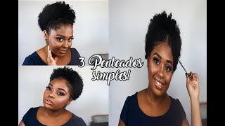 3 Penteados para cabelo curto Cabelo Crespo Cacheado e pós Big Chop [upl. by Frendel]