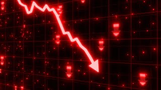 Stock Market Crash of Red Arrow Graph Going Down Into Recession 4K 60fps Wallpaper Background [upl. by Ydaf329]