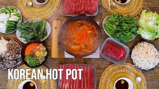 Hot Pot Recipe How to Korean Hot Pot at Home Deungchon Kalguksu Shabu Shabu amp Fried Rice at the End [upl. by Edrock]