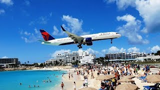 The most extreme beach in the world Maho Beach in Sint Maarten Caribbean [upl. by Wennerholn850]