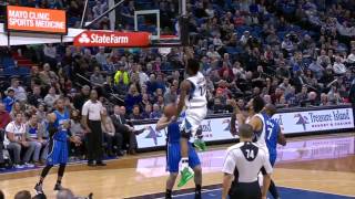 Andrew Wiggins Explosive Dunk  Magic vs Wolves  January 30 2017 NBA regular season [upl. by Nylhtiak]