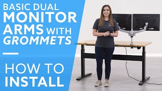 How To Installing Basic Dual Monitor Arms With Grommets [upl. by Ajim]