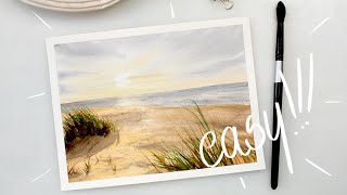 Watercolor sepia SEASCAPE  step by step landscape painting tutorial [upl. by Eimmak157]