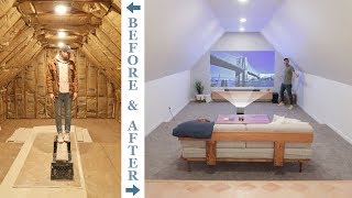 DIY ATTIC TO 4K HOME THEATER RENOVATION  how to remodel an attic [upl. by Laiceps865]