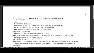 Mphasis ETL Testing Interview Question [upl. by Phelips375]