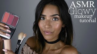 ASMR Glowy Makeup Tutorial Tapping Face Brushing Cream [upl. by Hartzel]