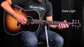 The Ultimate Acoustic String Comparison  Extra Light vs Custom Light vs Light vs Medium [upl. by Chapman]