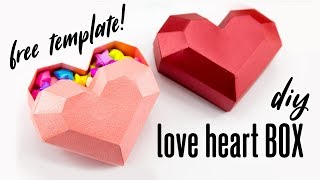 DIY Paper Heart Box Tutorial  Valentines Day  Paper Kawaii [upl. by Ettevol]