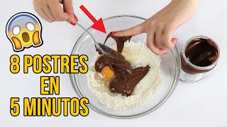 LOS 8 MEJORES POSTRES EN 5 MINUTOS  8 recetas FÁCILES Y RÁPIDAS [upl. by Brunk]