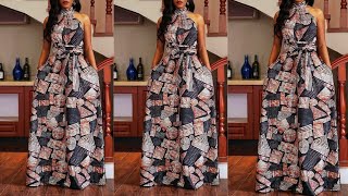 DIY halter neck tutorial HOW TO CUT AND SEW easily How to sew a Maxi dress with collar [upl. by Franky]