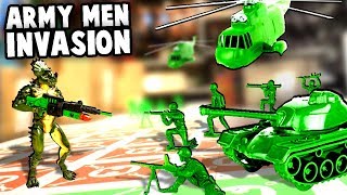 Huge GREEN ARMY MEN Invasion Toy Soldiers Defense Hypercharge Unboxed Multiplayer Gameplay [upl. by Ainoyek]