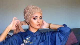 Simple turban tutorial with Roua [upl. by Atteinotna]