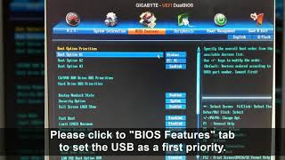 USB Booting on GIGABYTE Mainboard [upl. by Aihsined]