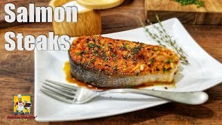 Honey Garlic Salmon Steaks  Salmon Recipe [upl. by Aicilf]