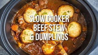 Slow Cooker Beef Stew and Dumplings  Supergolden Bakes [upl. by Mcgray]