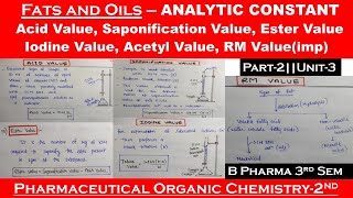 Fats and Oils  Analytic constant  part2  pharmaceutical organic chemistry 2  B pharma 3rd sem [upl. by Shiller312]