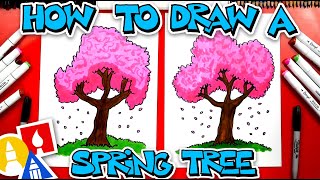 How To Draw A Cherry Blossom Spring Tree [upl. by Coke]