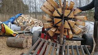 home made wood splitter 24 way wedge [upl. by Refynnej]