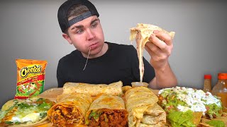 Cheesy Mexican Food Mukbang Round 2 Burritos Loaded Tostada Fish Taco [upl. by Enaitsirk]