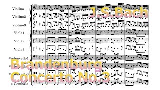 Brandenburg Concerto No 3【Score】sheet music BWV 1048 G major [upl. by Haliehs815]