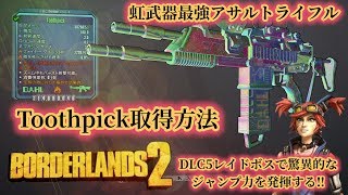 borderlands2【ボーダーランズ２】DLC5 最強アサルトライフル 【Tooth pick】 虹武器紹介 part14 [upl. by Otilopih]