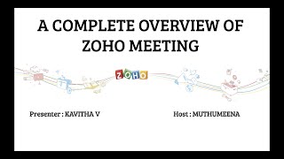 Free Training A Complete Overview of Zoho Meeting [upl. by Tartan]