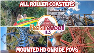 Pleasurewood Hills  All Roller Coasters OnRide POVs [upl. by Yatnoed]