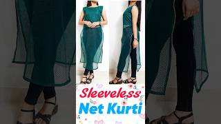 Net Sleeveless Kurti cutting and stitching [upl. by Ecirtel]