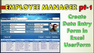 How to Create Data Entry Form in Excel User Form  Employee Management  employee management system [upl. by Liahus]