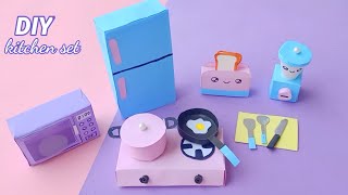 DIY Homemade toy Kitchen set for kids  How to make kitchen set  Paper kitchen set Crafts  DIY [upl. by Larimer857]