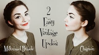 2 Easy Vintage Hairstyles  Hair Tutorial [upl. by Isoais]