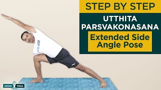 Utthita ParsvakonasanaExtended Side Angle Pose Benefits amp Contraindications by Yogi Sandeep [upl. by Jones]