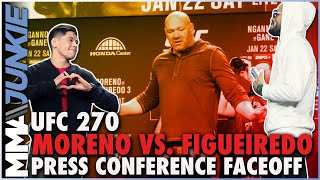 Brandon Moreno vs Deiveson Figueiredo 3 faceoff  UFC 270 press conference [upl. by Kylie353]