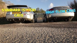 Nissan 350z Stock Exhaust Cats vs High Flow CatsVERY LOUD [upl. by Eiclehc]