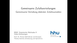 Statistik 2 52 Gemeinsame Verteilung diskreter Zufallsvariablen [upl. by Anekahs]