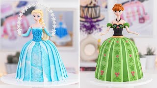 DISNEY FROZEN CAKES ❄️ ELSA amp ANNA Doll Cakes [upl. by Gyasi]