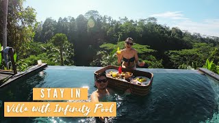 WE STAYED IN MOST ROMANTIC VILLA IN UBUD WITH INFINITY POOL [upl. by Bucella]