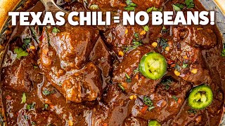 TexasStyle Chili Recipe  All Meat No Beans [upl. by Asilet]