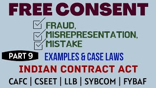 Fraud  Misrepresentation  Mistake  Free Consent  Indian Contract Act  Caselaws  Example [upl. by Nahsad]