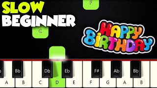 Happy Birthday  SLOW BEGINNER PIANO TUTORIAL  SHEET MUSIC by Betacustic [upl. by Spanos32]