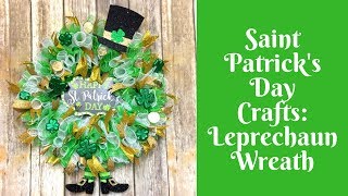 Dollar Tree Saint Patricks Day Crafts Leprechaun Wreath [upl. by Romano]